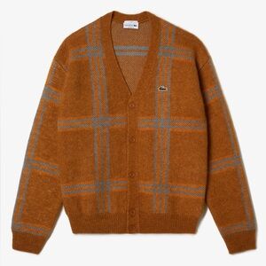 Lacoste Unisex Tartan Pattern Wool Cardigan